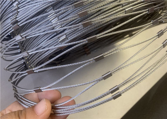 চিড়িয়াখানার পশু ঘের এবং পাখির জাল জন্য 2 মিমি 316 গ্রেড নমনীয় স্টেইনলেস স্টিল রোপ জাল