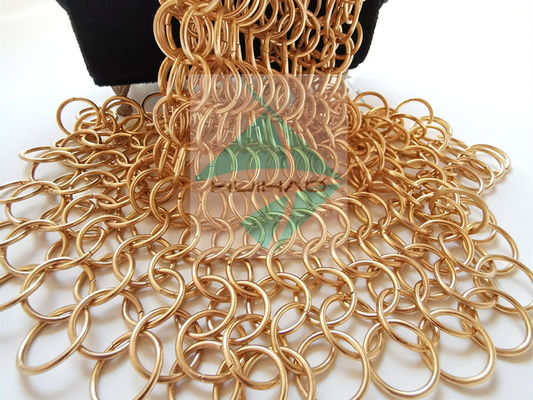 পিভিডি ফিনশেড গোলাপী স্বর্ণ রঙের স্টেইনলেস স্টিল ধাতব বৃত্তাকার রিং ওয়েভ জাল