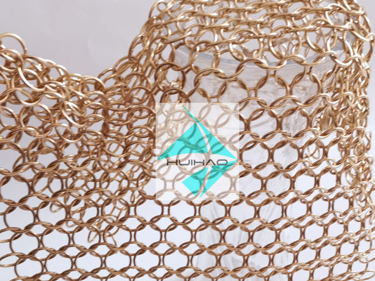 পিভিডি ফিনশেড গোলাপী স্বর্ণ রঙের স্টেইনলেস স্টিল ধাতব বৃত্তাকার রিং ওয়েভ জাল